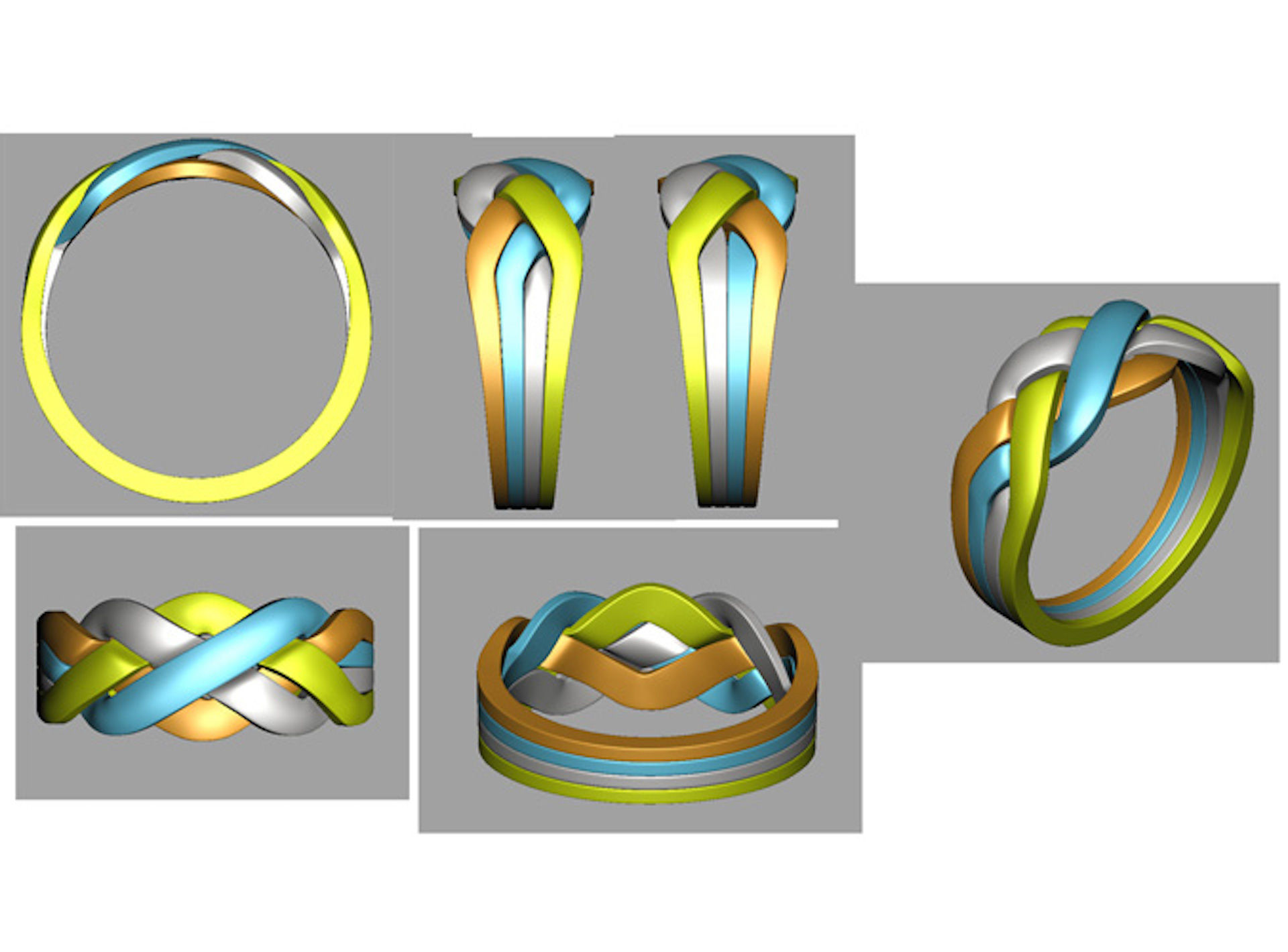 Jewelry Fashion Gold Puzzle Ring 0071 Set of Sizes Stl 3dm Fbx 3D print model_21