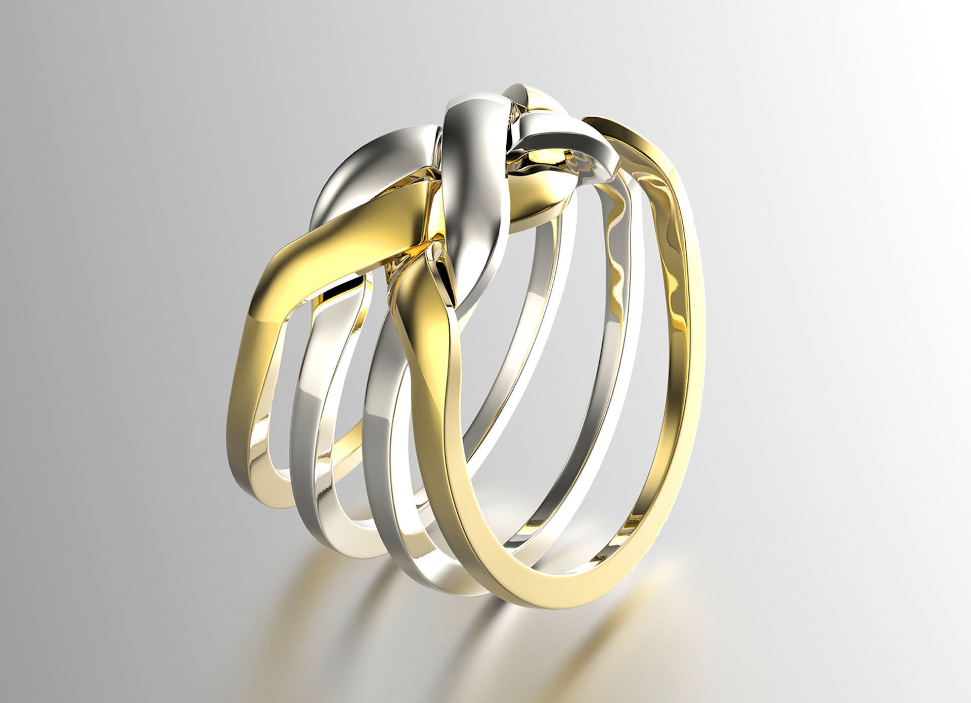 Jewelry Fashion Gold Puzzle Ring 0071 Set of Sizes Stl 3dm Fbx 3D print model_4