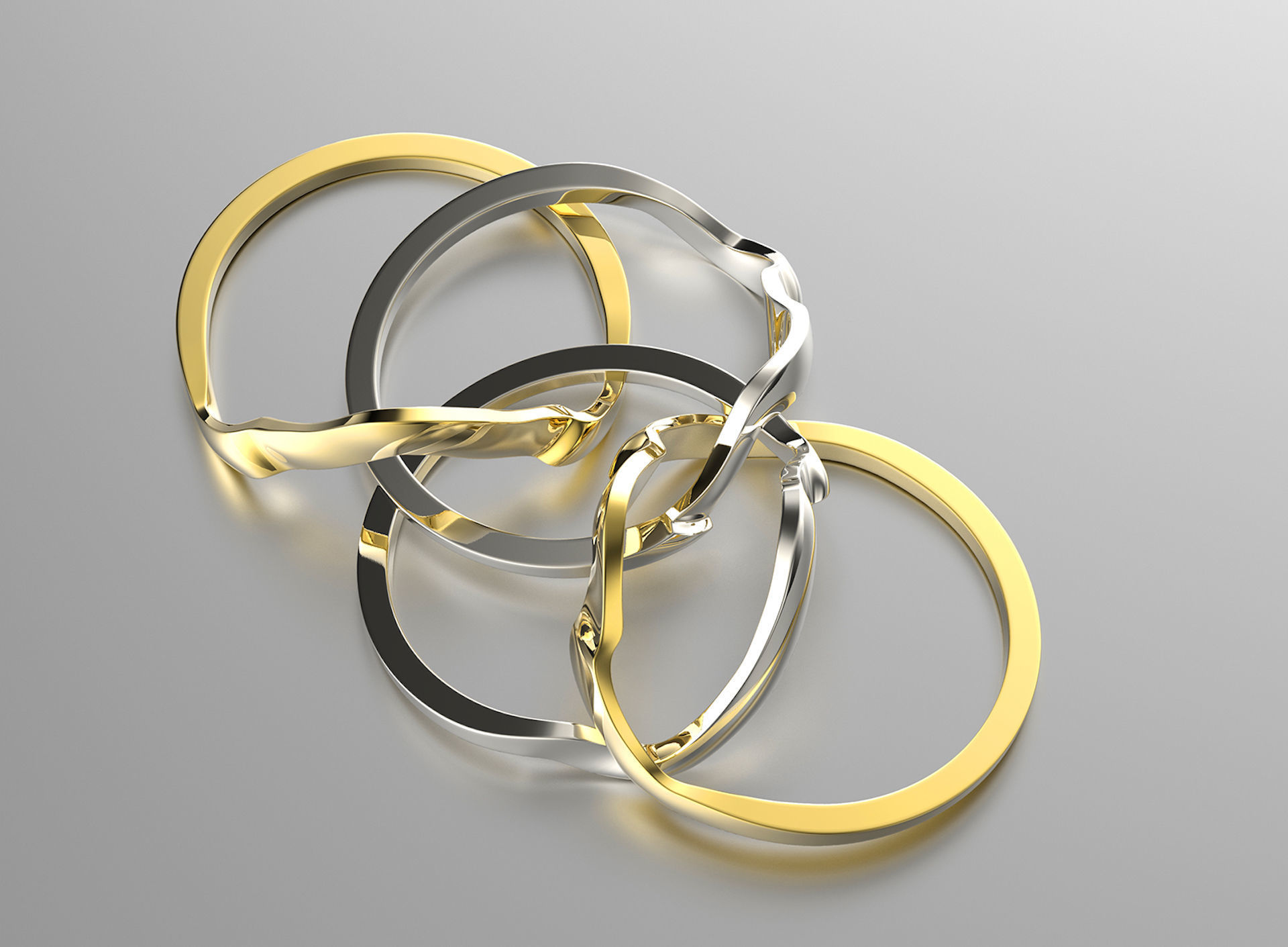Jewelry Fashion Gold Puzzle Ring 0071 Set of Sizes Stl 3dm Fbx 3D print model_17