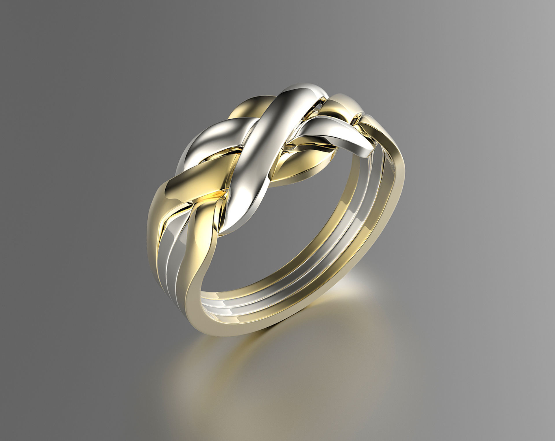 Jewelry Fashion Gold Puzzle Ring 0071 Set of Sizes Stl 3dm Fbx 3D print model_1