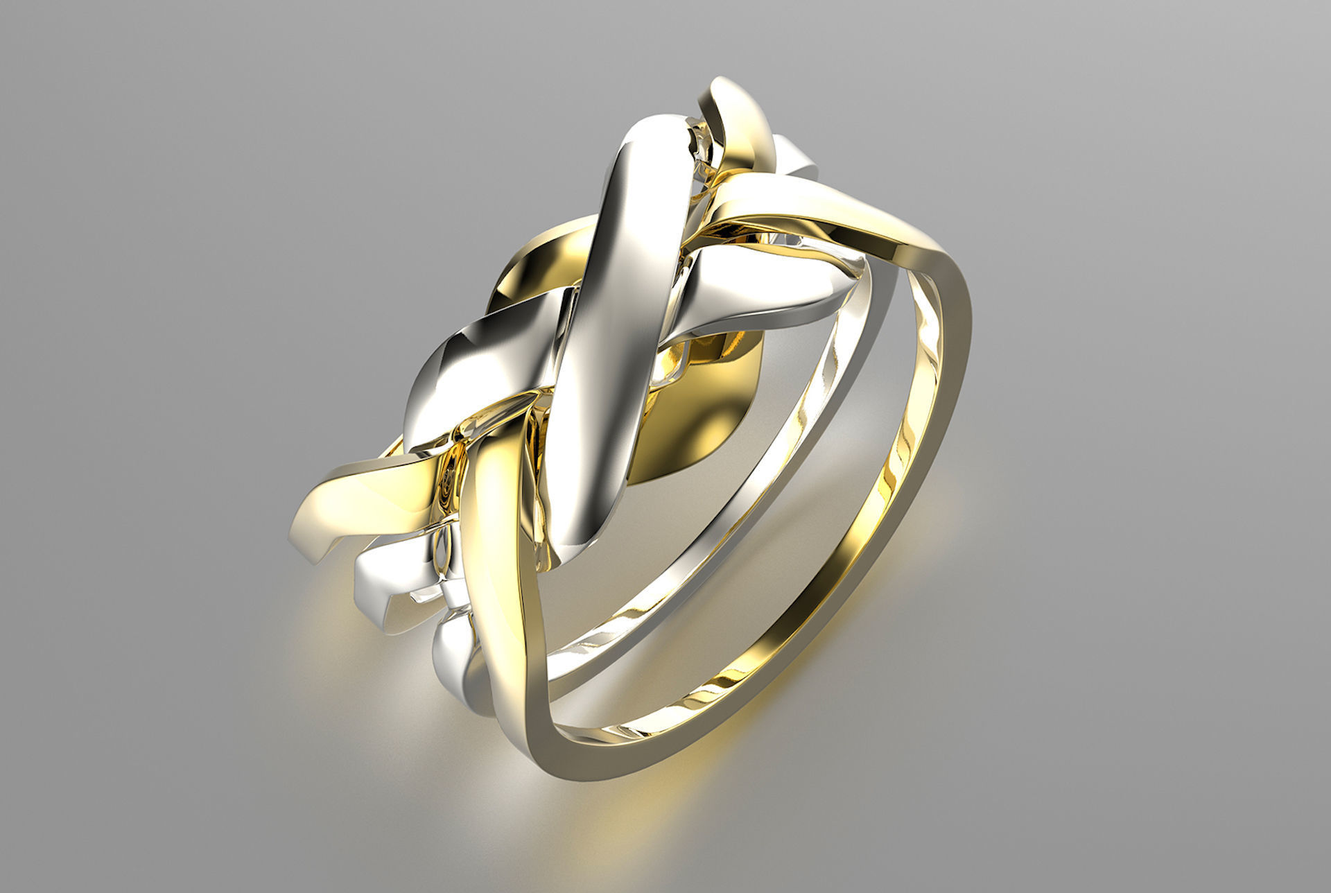 Jewelry Fashion Gold Puzzle Ring 0071 Set of Sizes Stl 3dm Fbx 3D print model_7