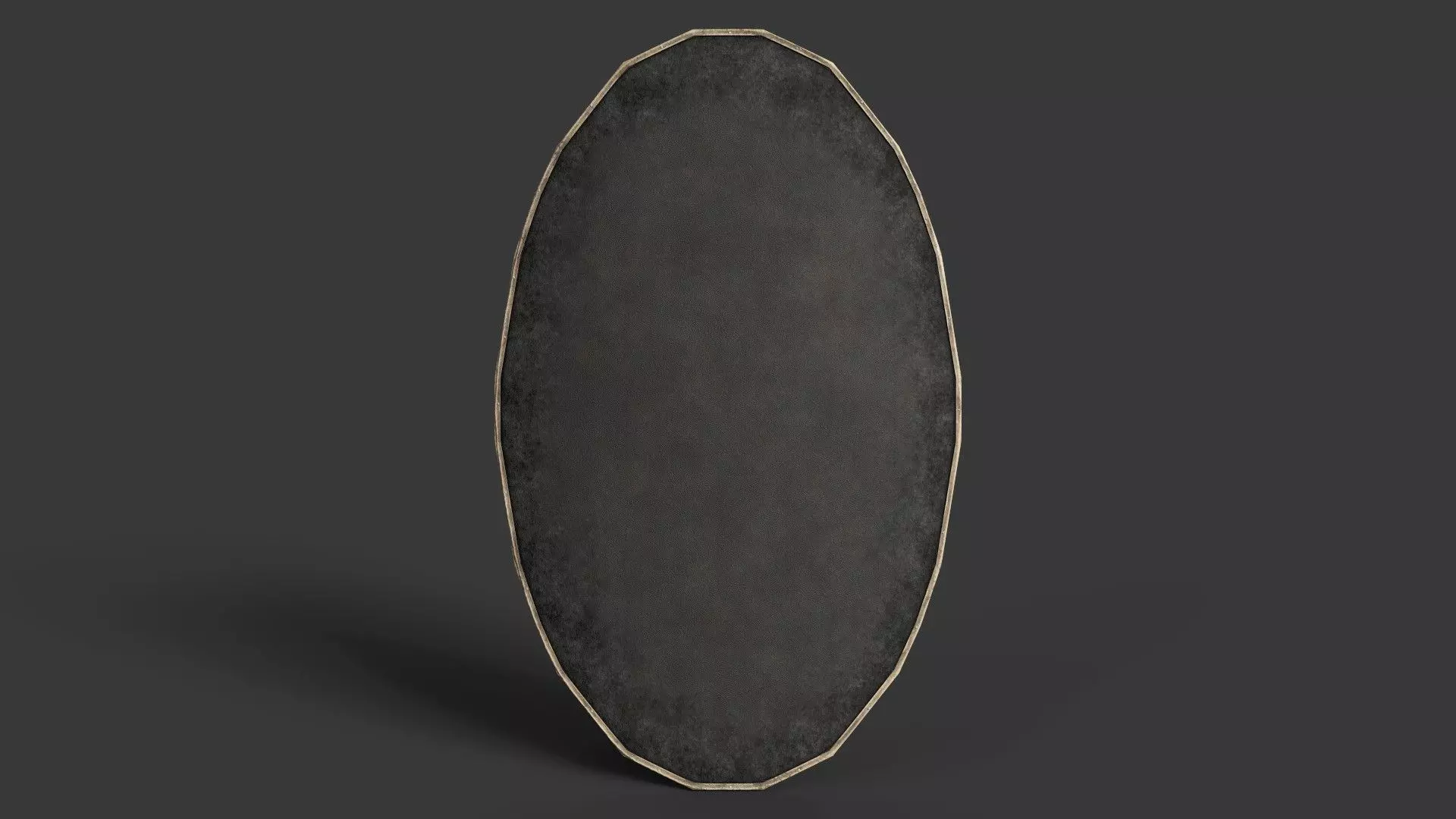 Slavic ellipse leather shield-black Low-poly 3D model_0