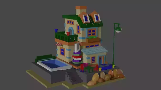 Cartoon House with pool