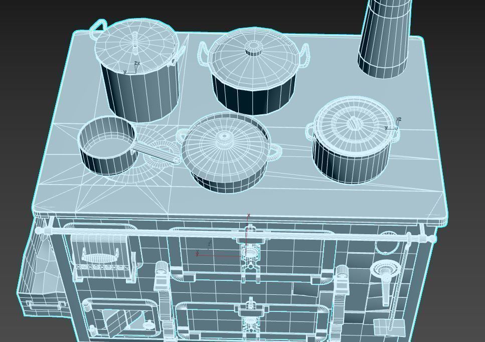 Old Stove With Pots 3D model_16