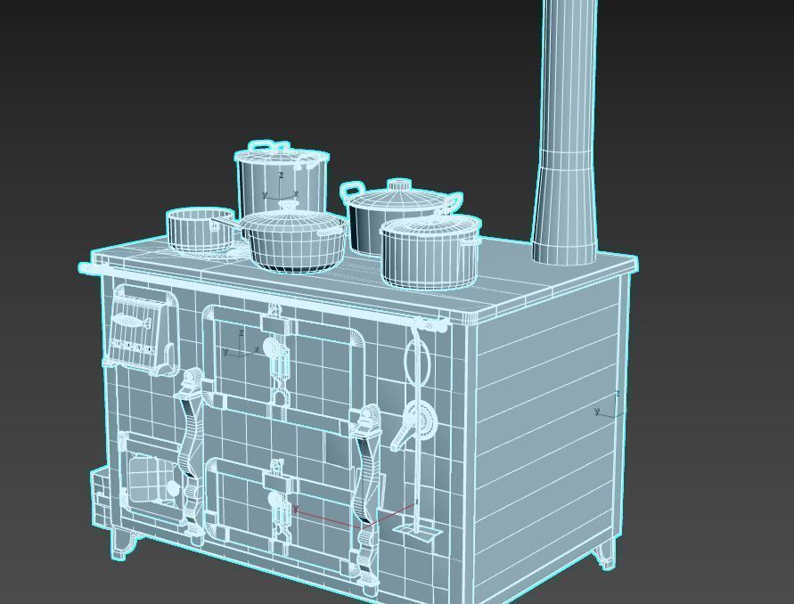 Old Stove With Pots 3D model_15