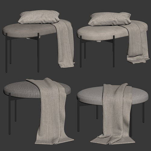 Caillou bench and ottoman By Liu Jo Living 3D model 7