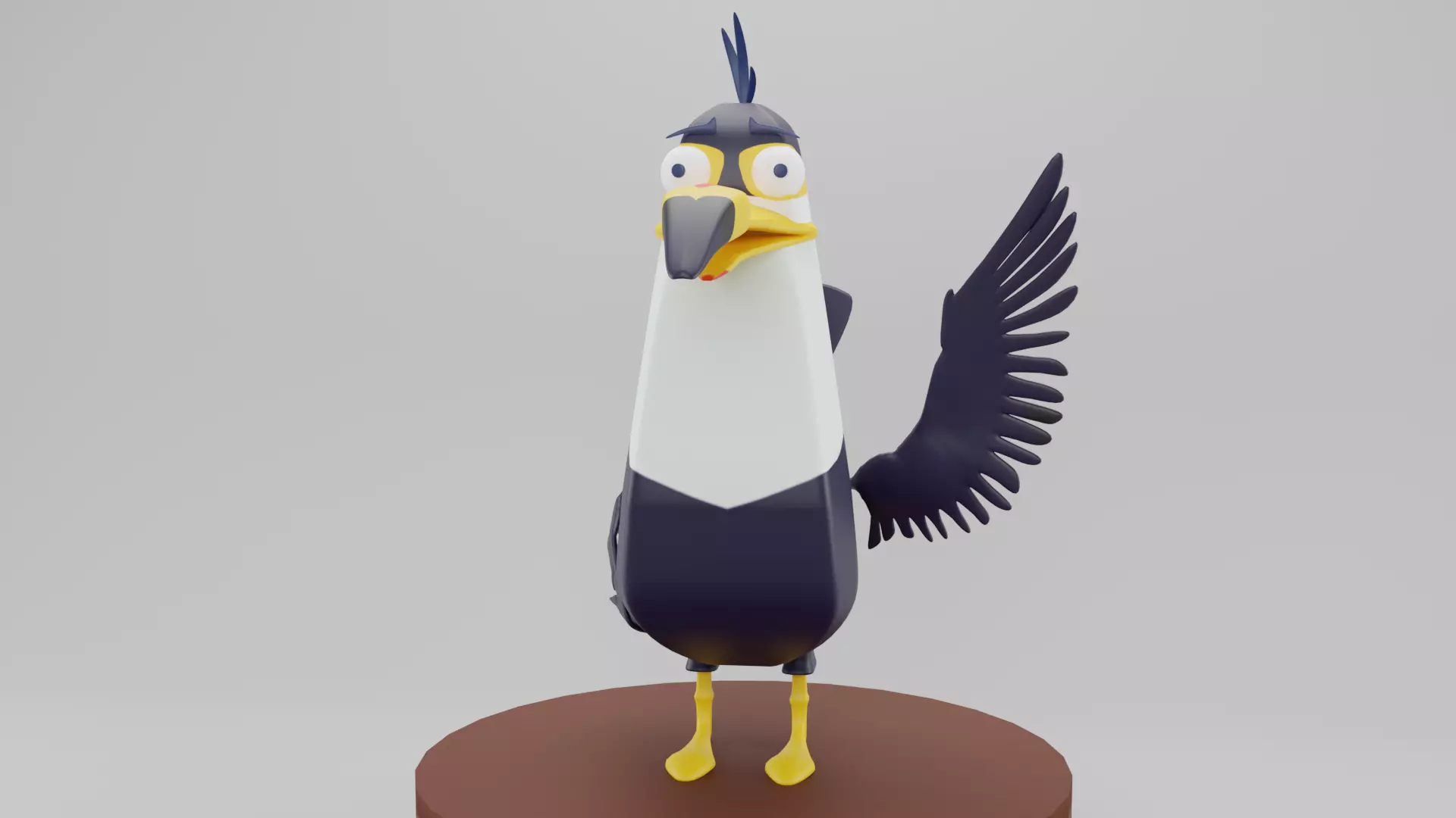 Crazy Toucan cartoon bird 3D model Low-poly 3D model