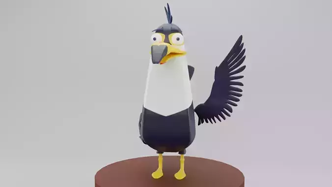 Crazy Toucan cartoon bird 3D model 
