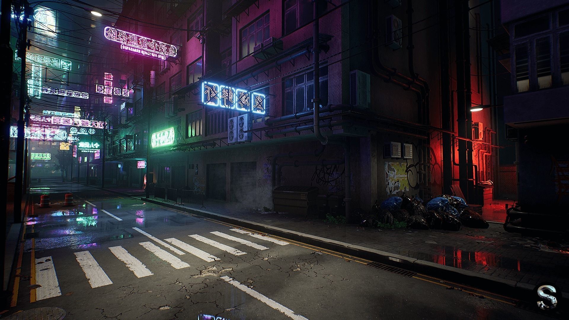 Neon City Low-poly 3D model_14