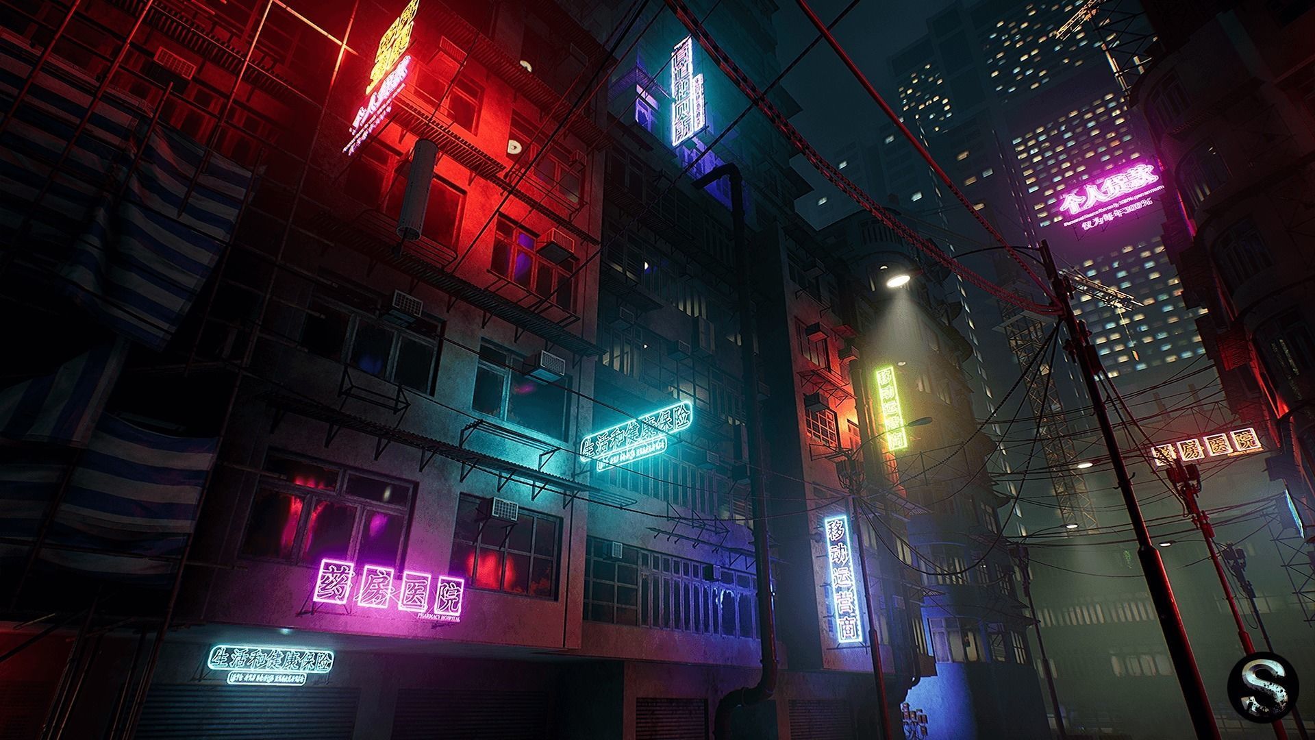 Neon City Low-poly 3D model_12