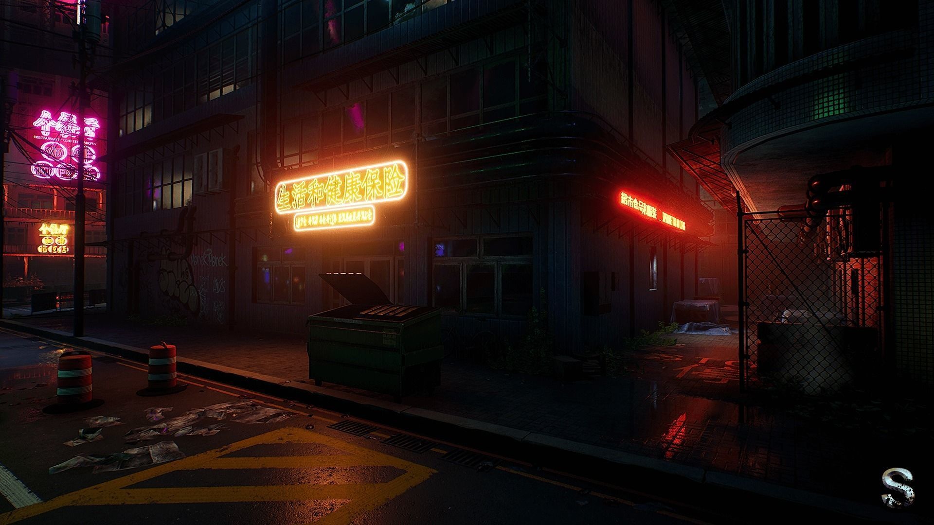 Neon City Low-poly 3D model_10