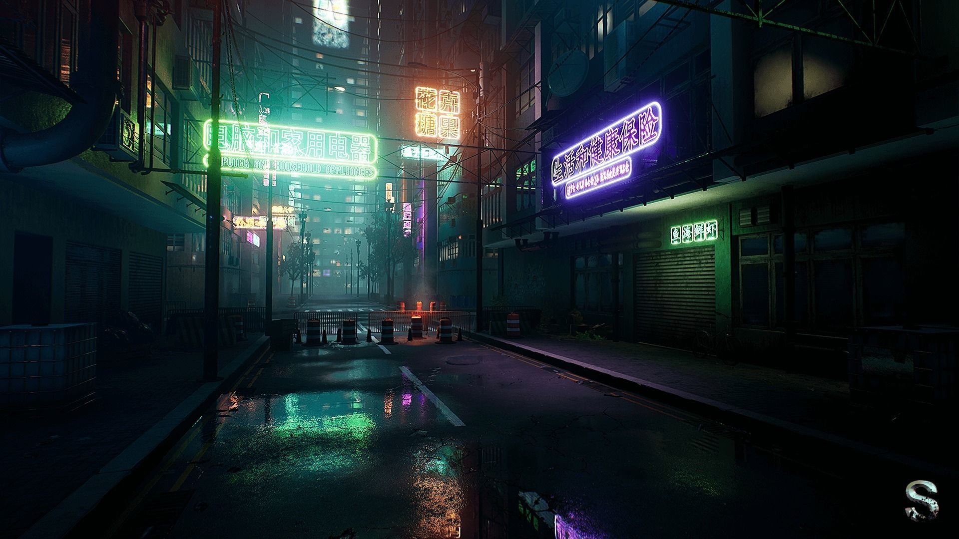 Neon City Low-poly 3D model_7