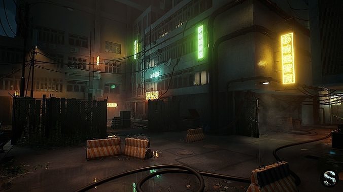 Neon City Low-poly 3D model 4