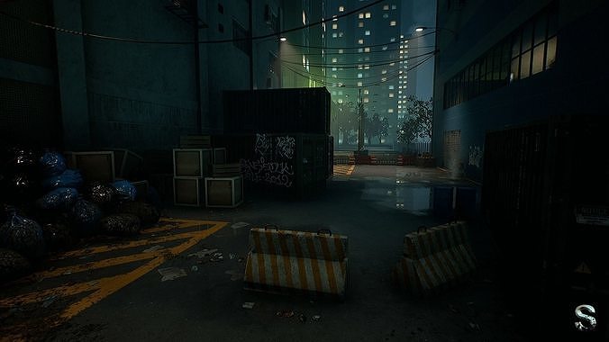 Neon City Low-poly 3D model 3