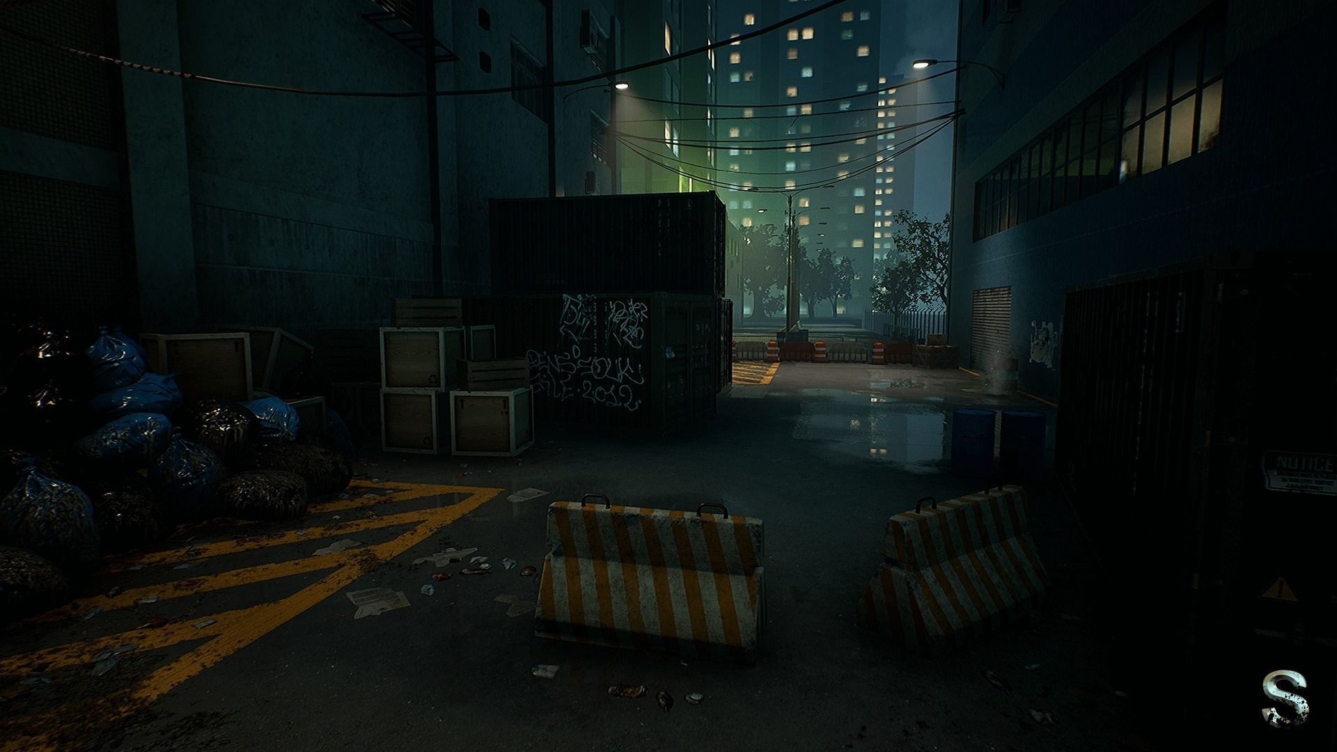 Neon City Low-poly 3D model_3