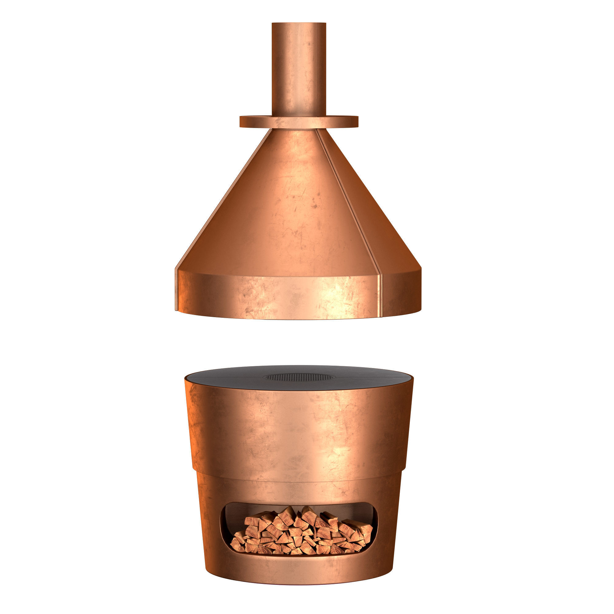 Copper Pizza and Barbecue Oven 3D model_1