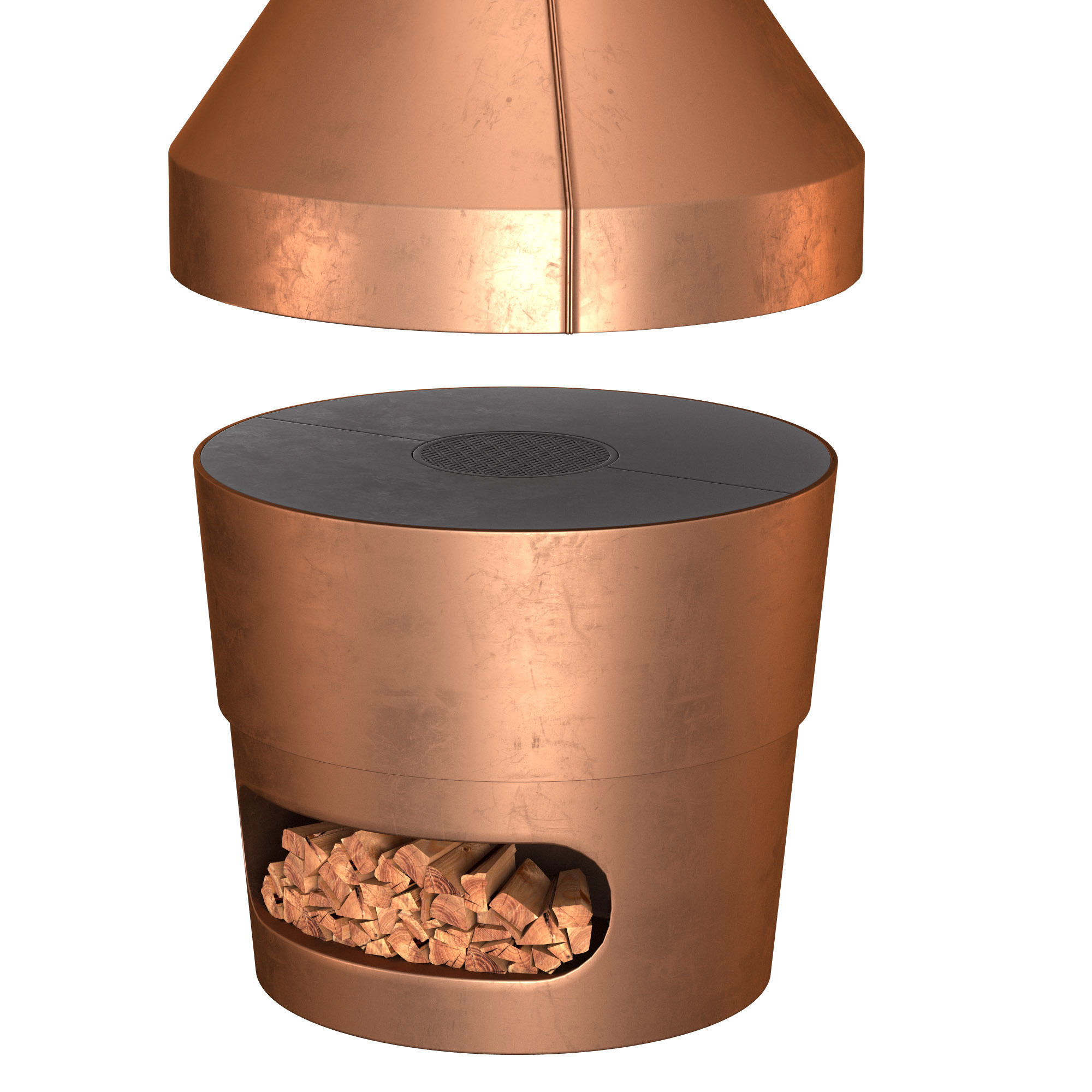 Copper Pizza and Barbecue Oven 3D model_5