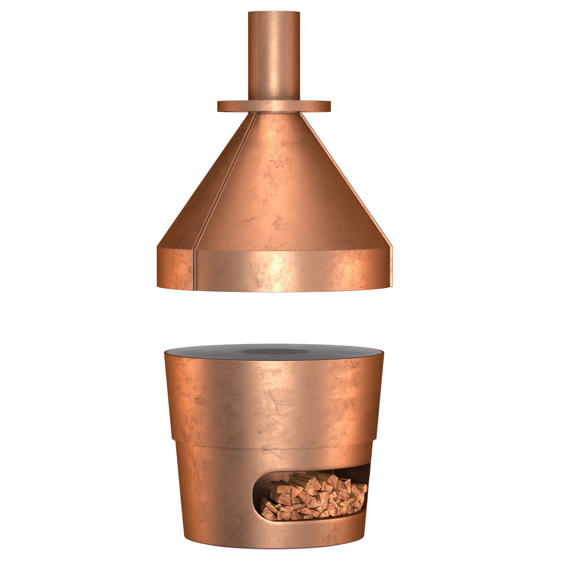 Copper Pizza and Barbecue Oven 3D model_3
