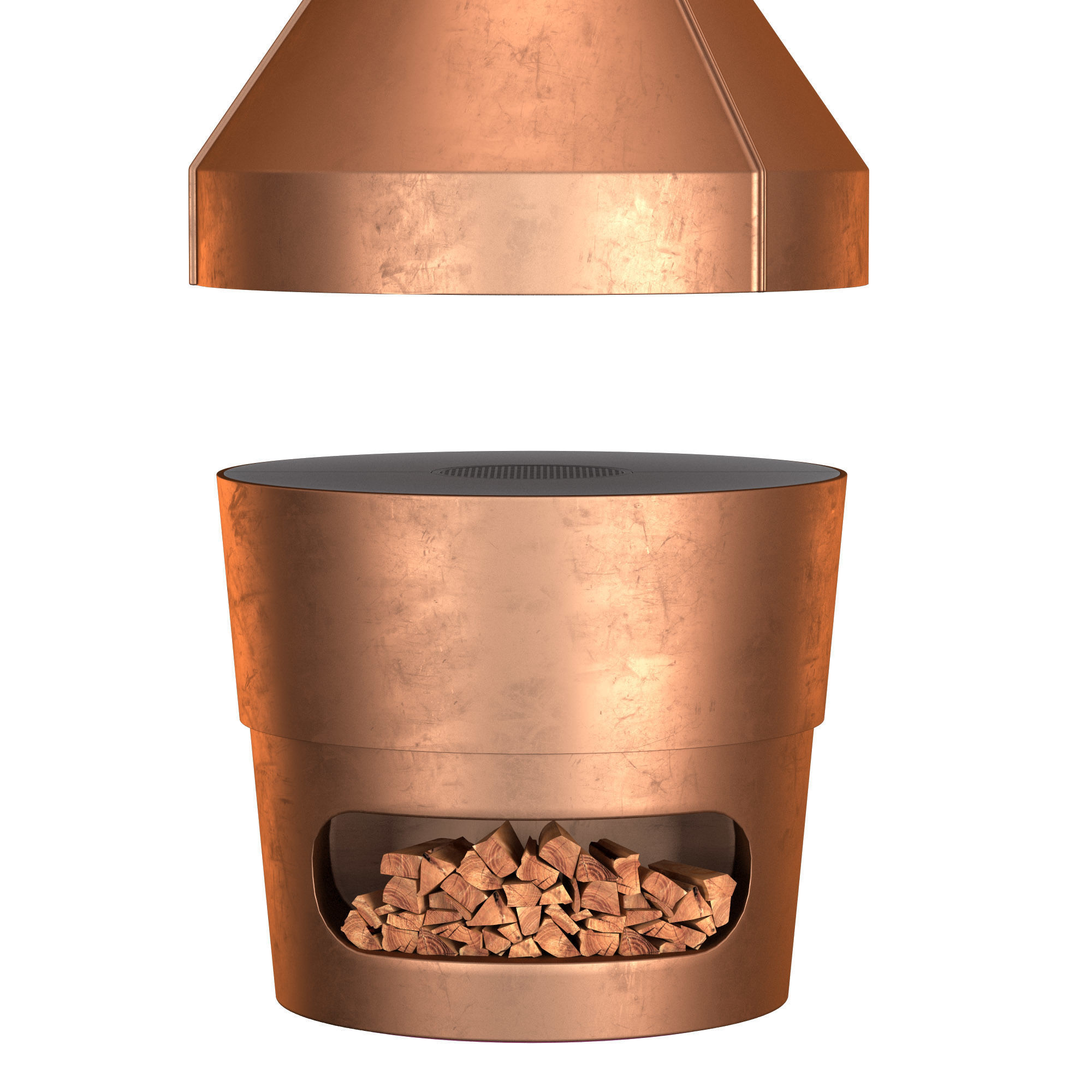 Copper Pizza and Barbecue Oven 3D model_4