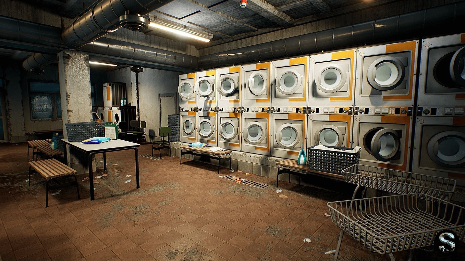 Laundry Low-poly 3D model_2