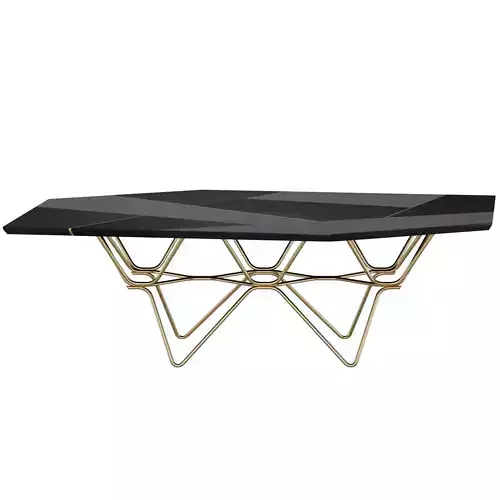 Polonceau Black Lacquered Leather and Brass Dining Table 3D model