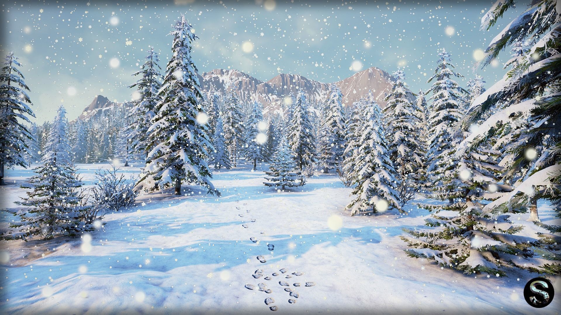 Winter Nature Low-poly 3D model_4