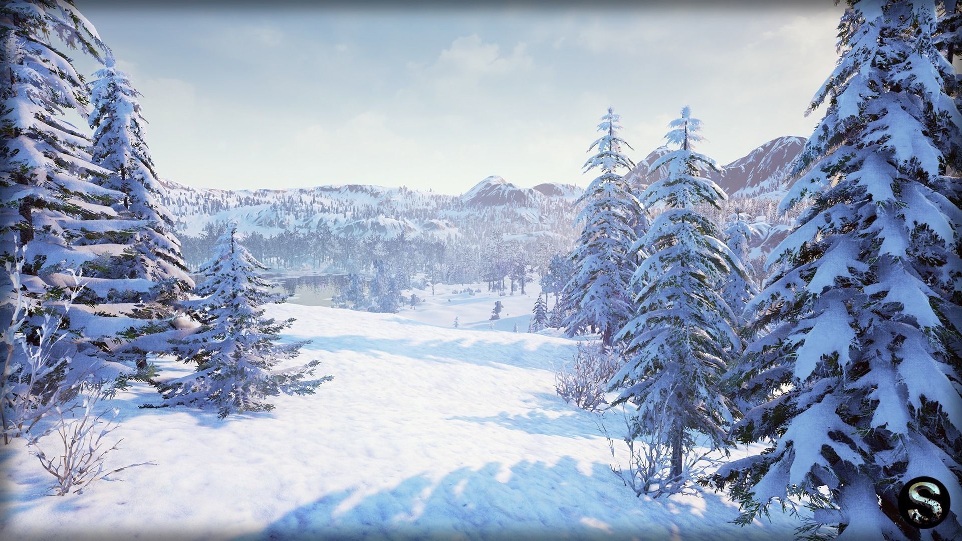 Winter Nature Low-poly 3D model_3