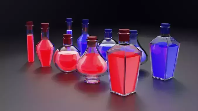 Potions Low-poly 3D model