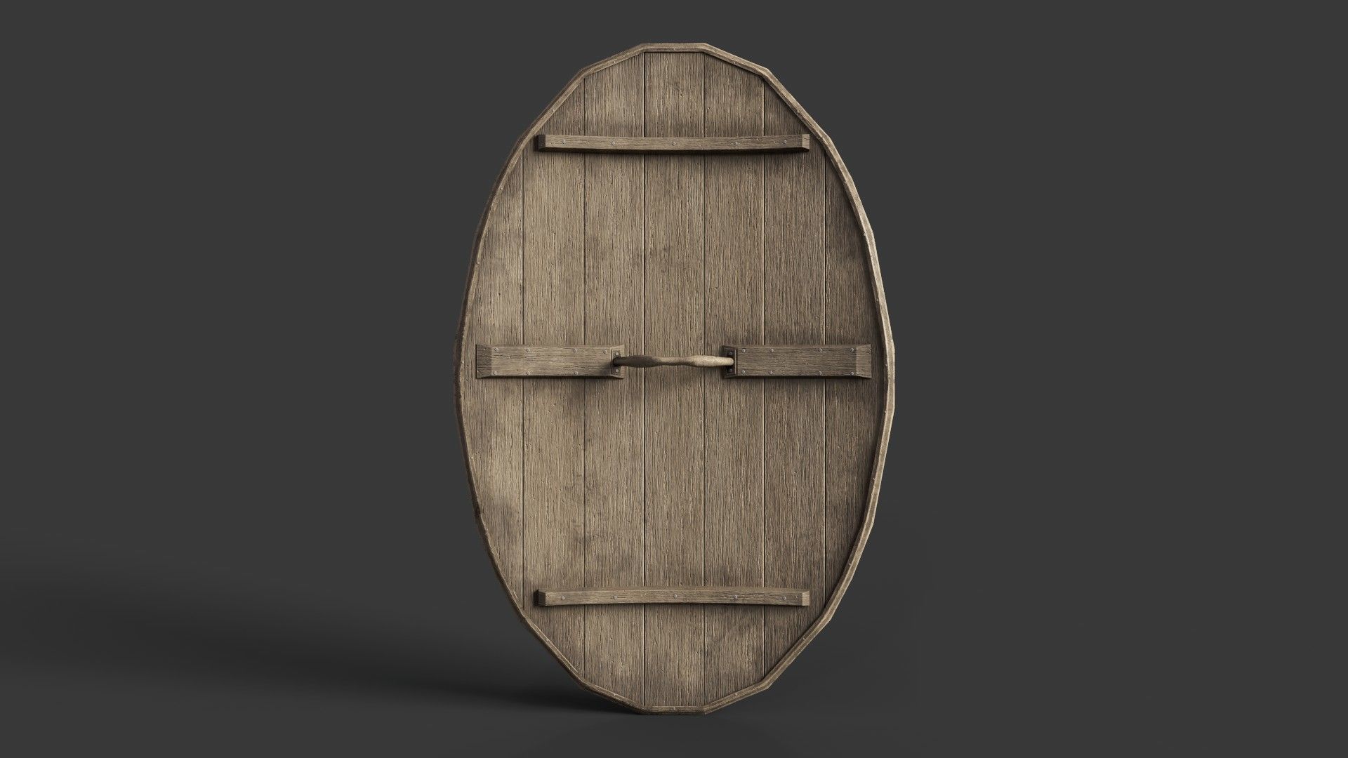 Slavic ellipse leather shield-green Low-poly 3D model_2