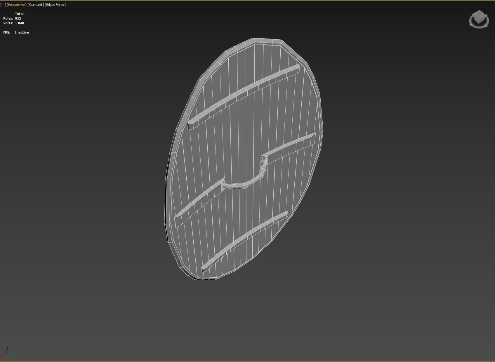 Slavic ellipse leather shield-green Low-poly 3D model_9