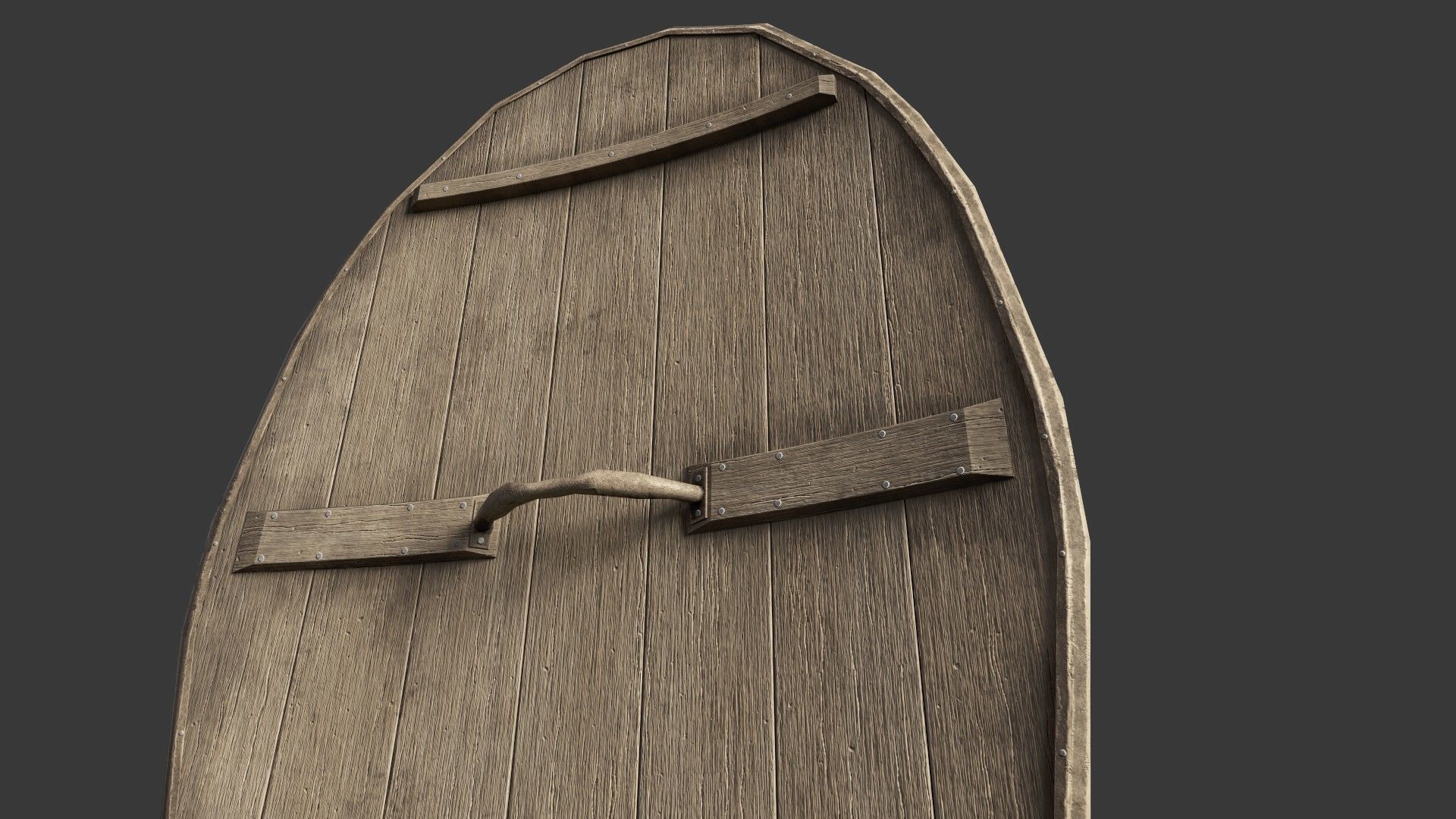 Slavic ellipse leather shield-painted white with black crosses Low-poly 3D model_3