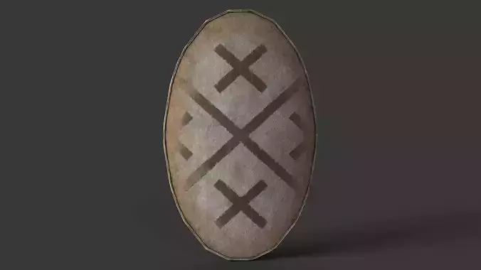 Slavic ellipse leather shield-painted white with black crosses