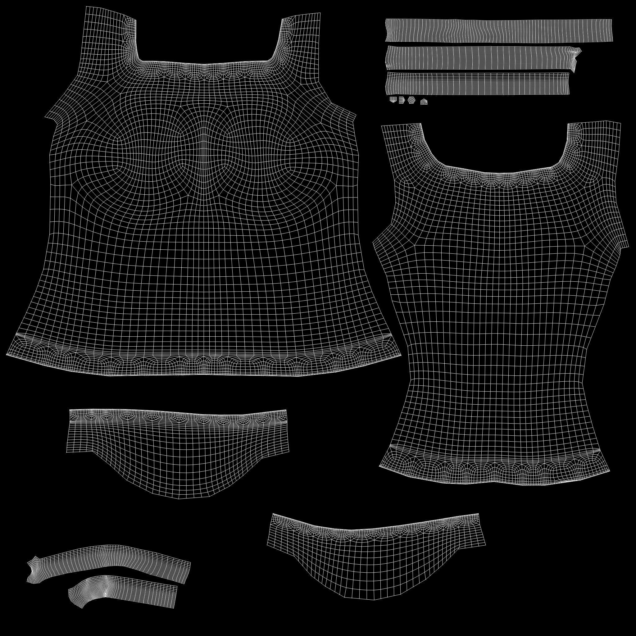 Ladies Short Sleeves Summer Top Low-poly 3D model_14