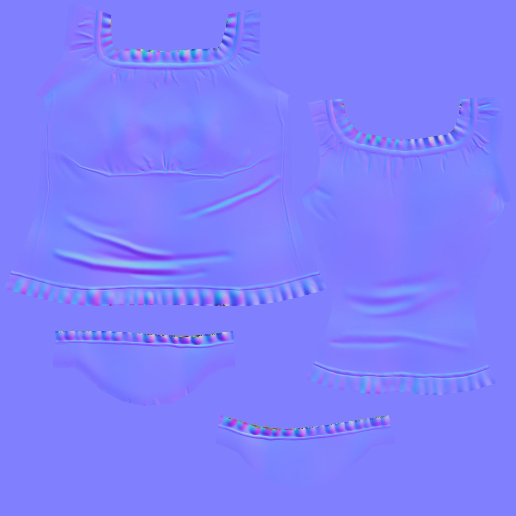 Ladies Short Sleeves Summer Top Low-poly 3D model_11