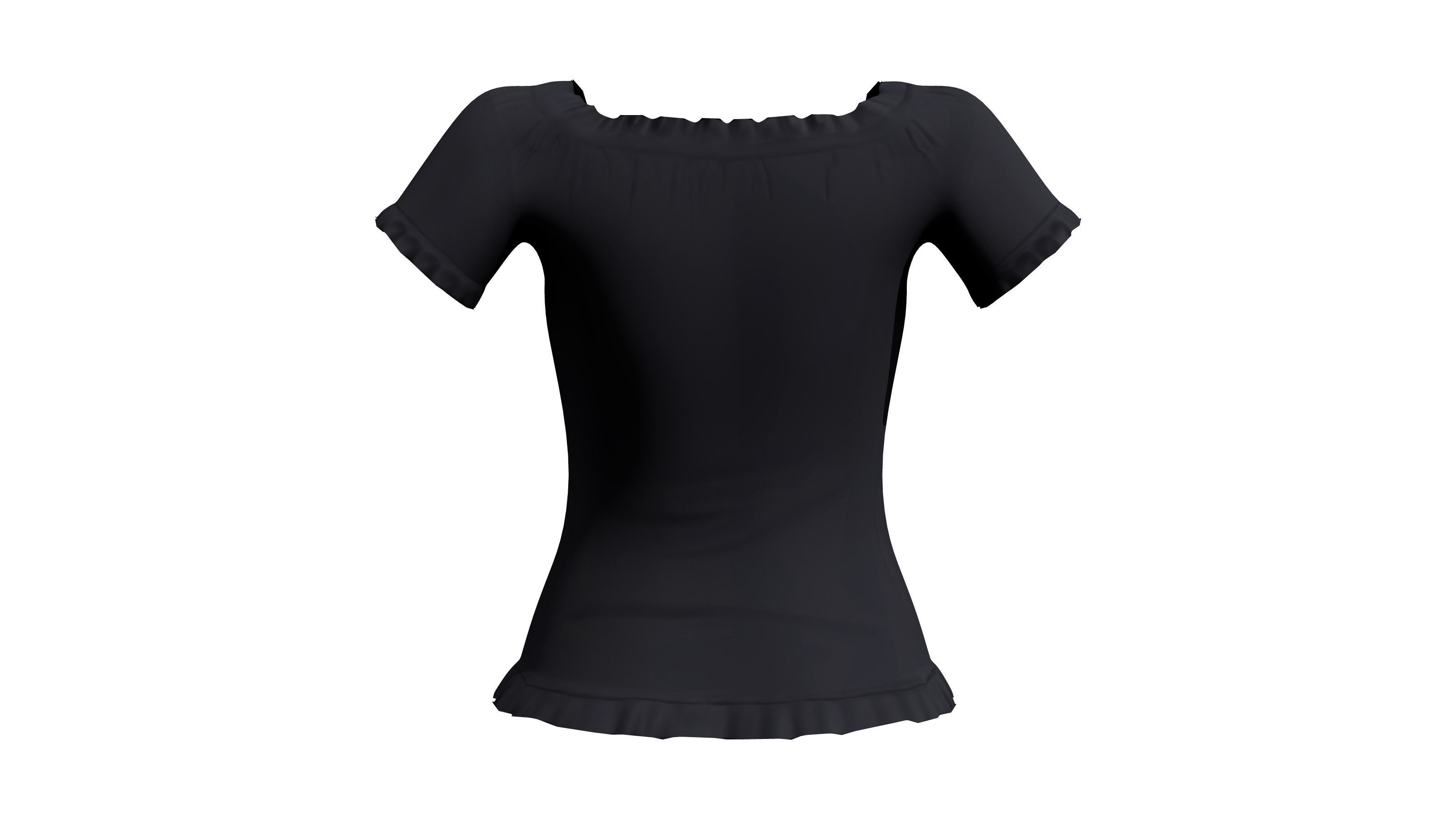 Ladies Short Sleeves Summer Top Low-poly 3D model_5