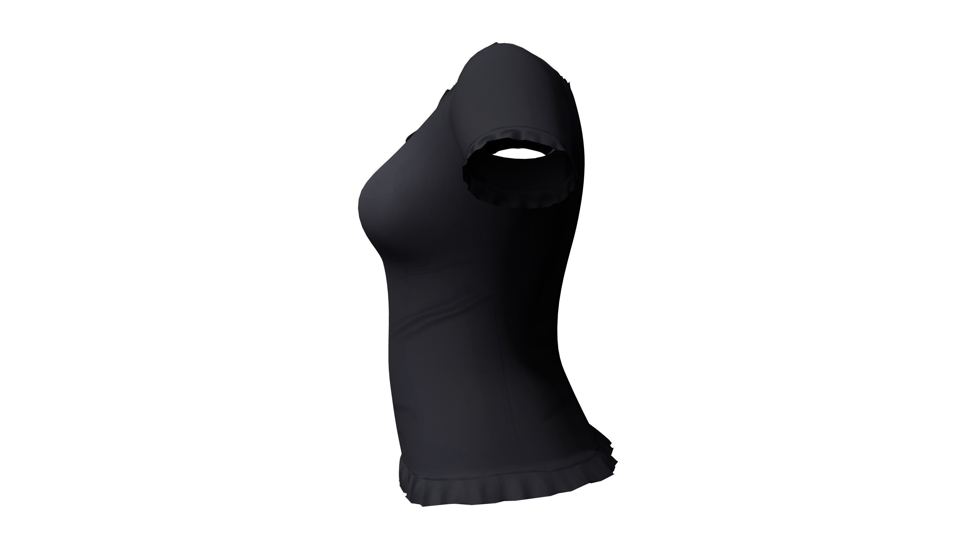 Ladies Short Sleeves Summer Top Low-poly 3D model_4
