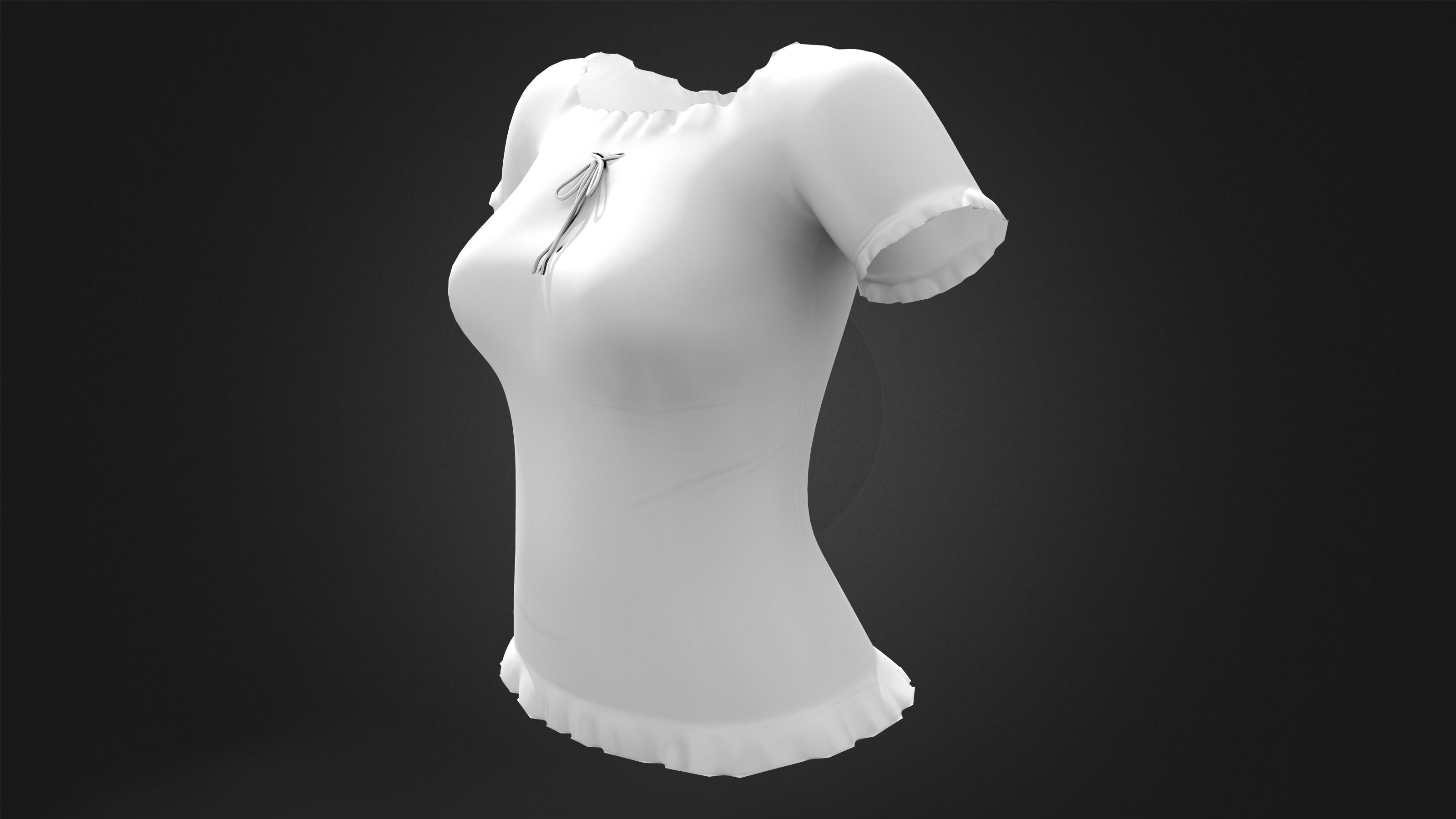 Ladies Short Sleeves Summer Top Low-poly 3D model_9