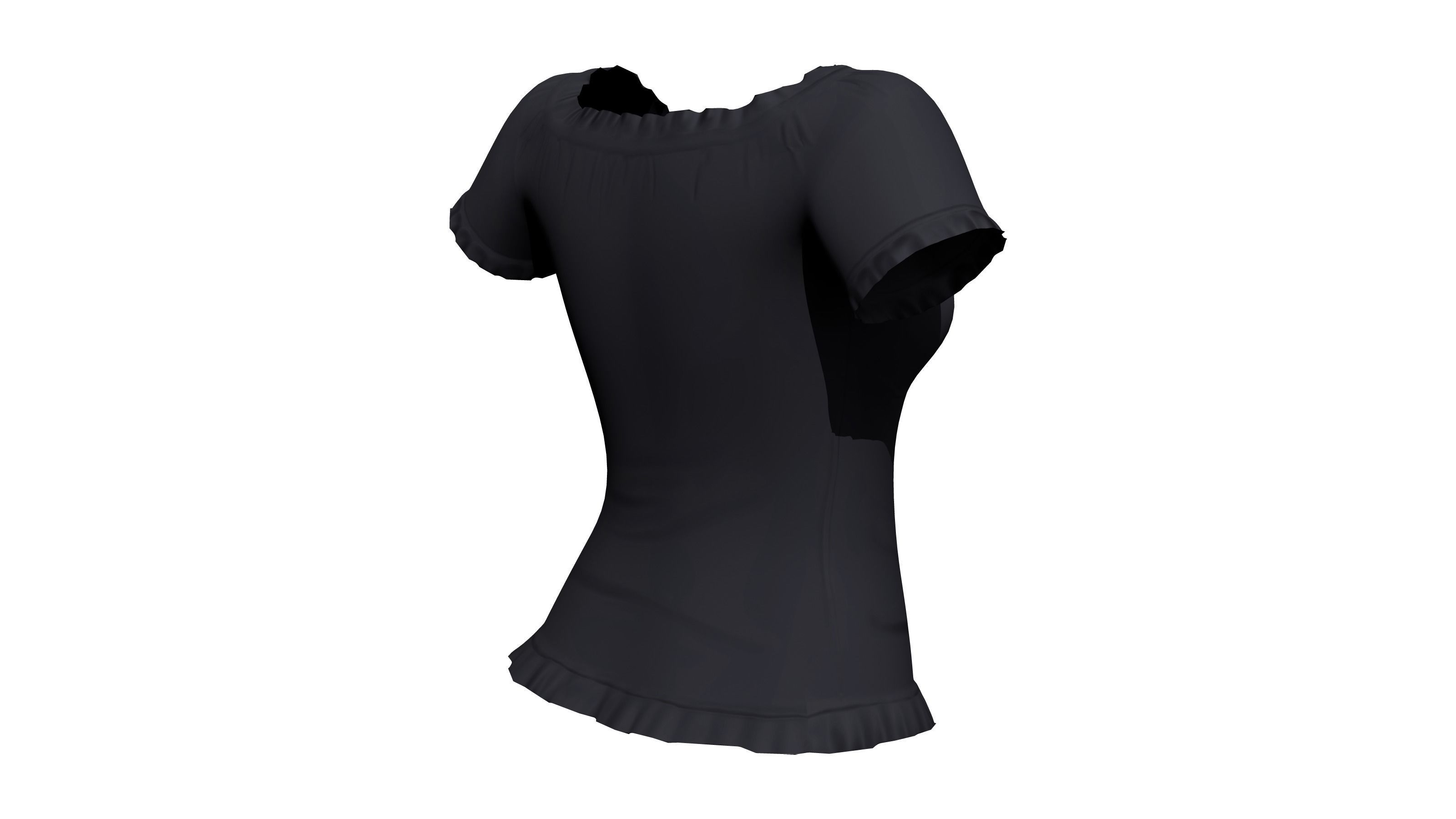 Ladies Short Sleeves Summer Top Low-poly 3D model_6