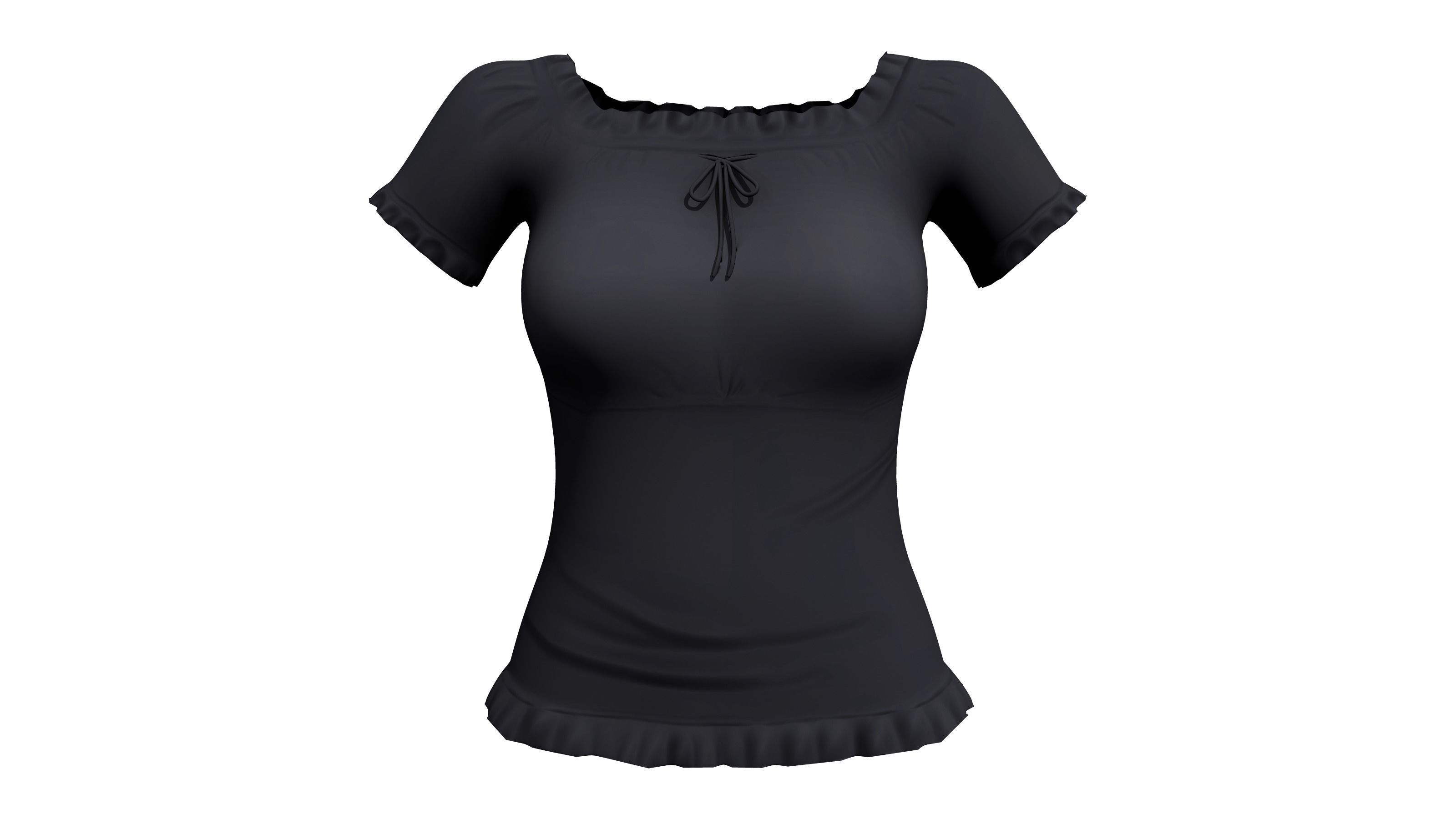 Ladies Short Sleeves Summer Top Low-poly 3D model_2