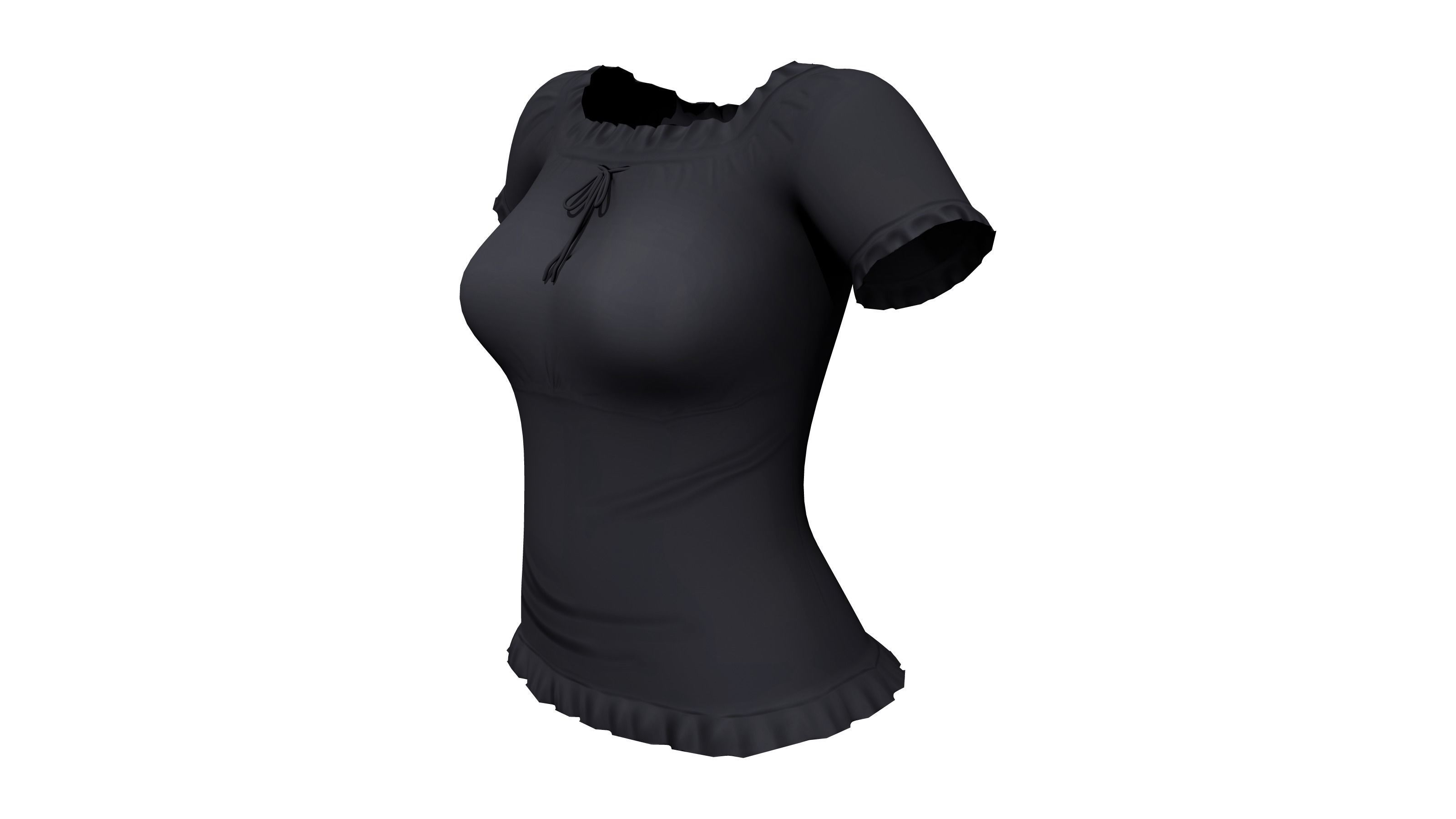 Ladies Short Sleeves Summer Top Low-poly 3D model_3
