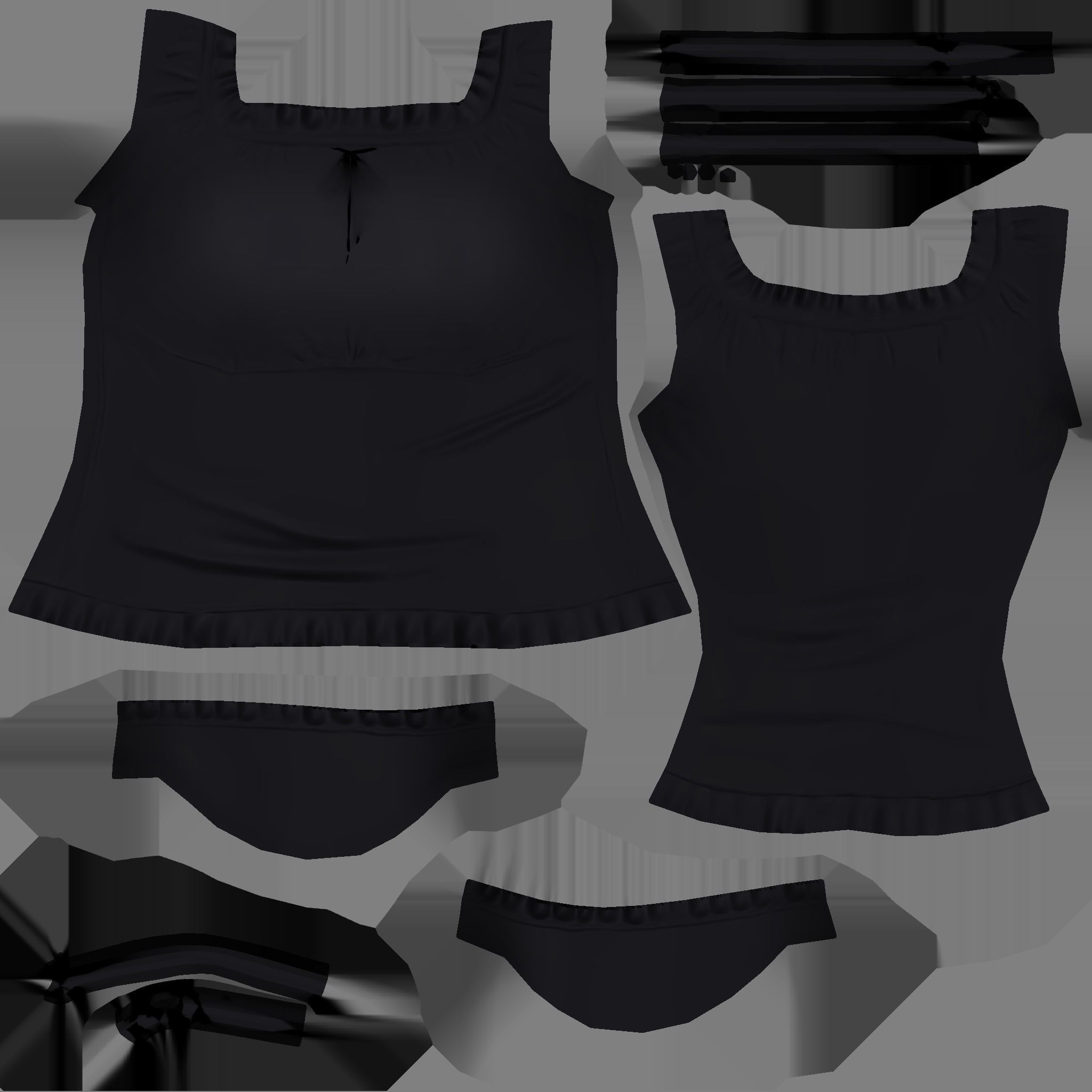 Ladies Short Sleeves Summer Top Low-poly 3D model_10