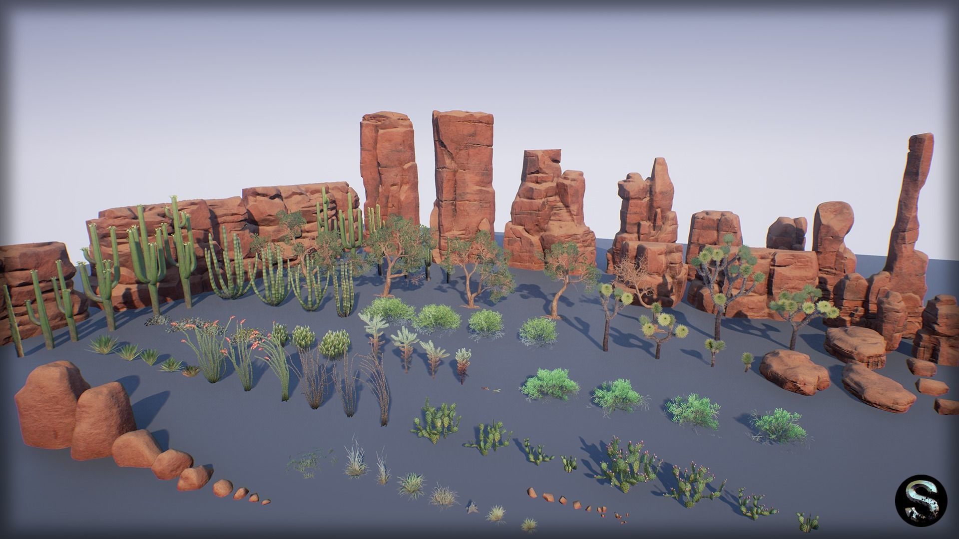 Red Desert Pack Low-poly 3D model_9