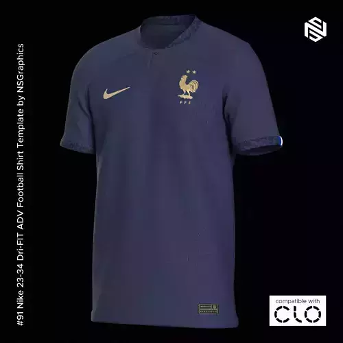 Nike 23-24 DRI-FIT ADV Football Shirt for CLO3D