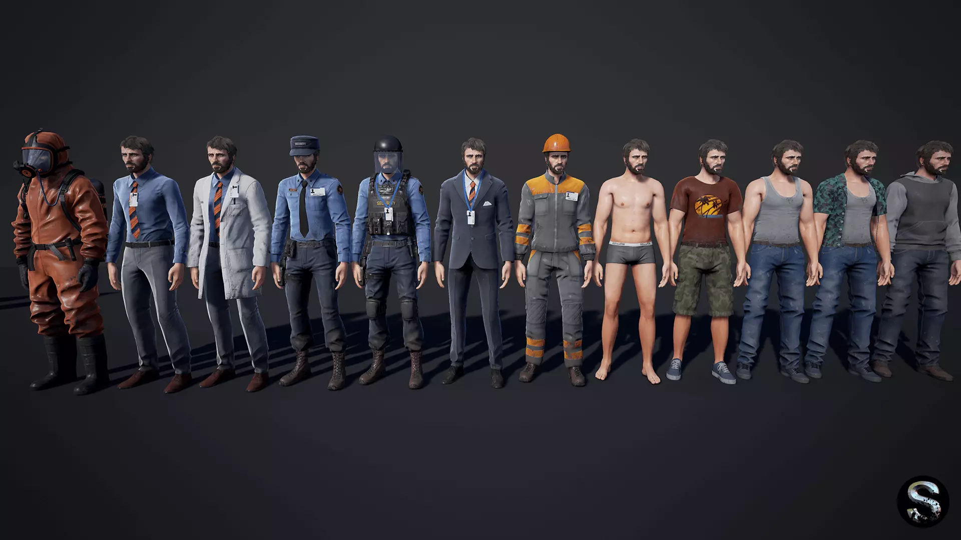 Personnel Low-poly 3D model_0