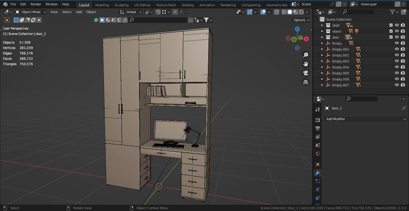 Shelf and working table 3D model_3