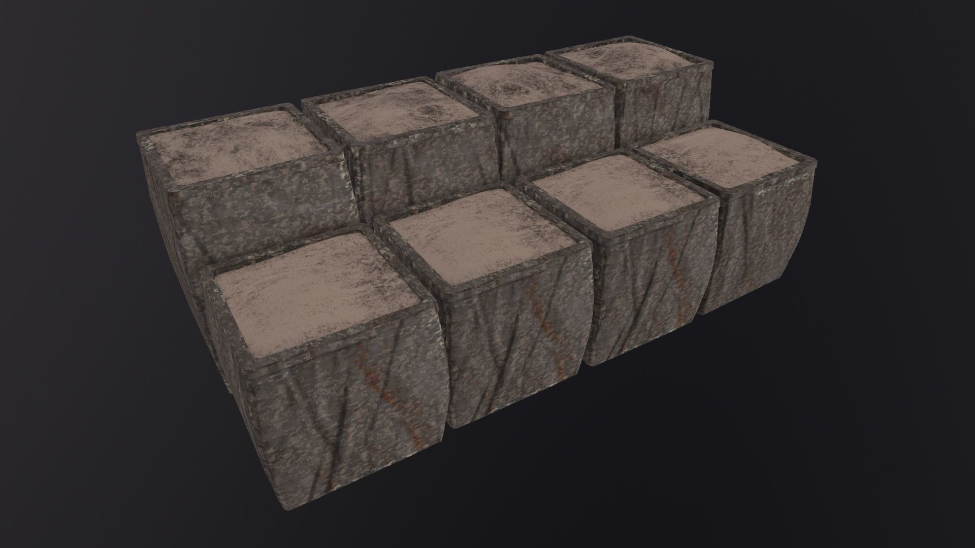 Military Hesco Barriers 3D Model Low-poly 3D model_2