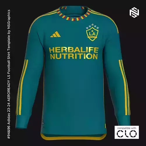 Adidas 23-24 AEROREADY LS Football Shirt Template for CLO 3D 3D model