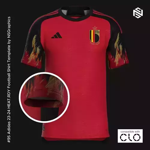 Adidas 23-24 HEATRDY Football Shirt Template for CLO 3D 3D model