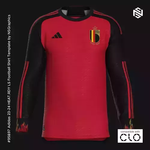 Adidas 23-24 HEATRDY LS Football Shirt Template for CLO 3D 3D model