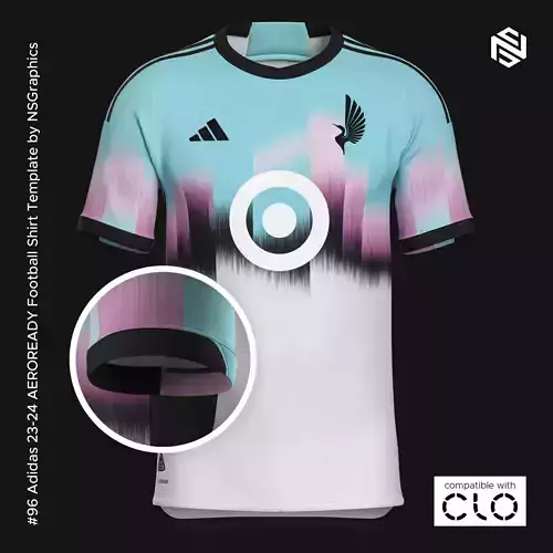 Adidas 23-24 AEROREADY Football Shirt Template for CLO 3D 3D model